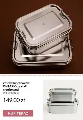Zestaw lunchboxów Ontario ze stali nierdzewnej 550+850 ml