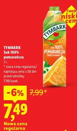 Lidl Sok 100% pomarańcza oferta