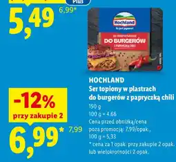 Lidl Hochland Ser topiony w plastrach do burgerów z papryczką chili oferta