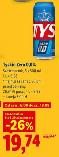 Lidl Tyskie Zero 0,0% oferta