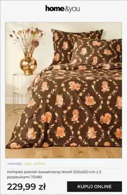 Home&You Komplet pościeli bawełnianej Norell 200x220 cm z 2 poszewkami 70x80 cm home&you oferta
