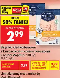 Biedronka Szynka delikatesowa z kurczaka lub pierś pieczona Kraina Wędlin oferta