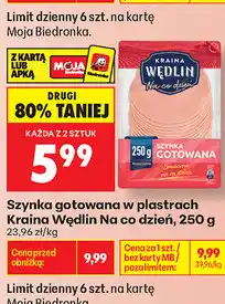 Biedronka Szynka gotowana w plastrach Kraina Wędlin Na co dzień oferta