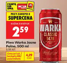 Biedronka Piwo Warka Jasne Pełne oferta