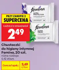 Biedronka Chusteczki do higieny intymnej Femina, 20 szt oferta