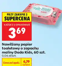 Biedronka Nawilżany papier toaletowy o zapachu maliny Dada Kids, 60 szt oferta