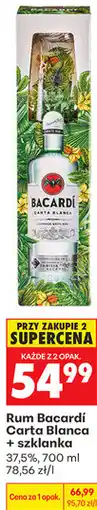 Biedronka Rum Bacardi Carta Blanca + szklanka 37,5%, 700 ml oferta