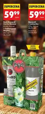 Biedronka Zestaw rum Bacardí Carta Blanca + napój Schweppes Mojito oferta