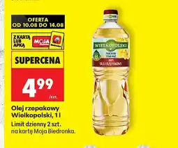 Biedronka Olej rzepakowy Wielkopolski oferta