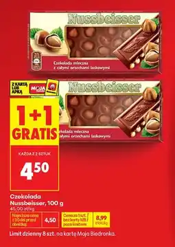 Biedronka Czekolada mleczna z całymi orzechami laskowymi Nussbeisser oferta