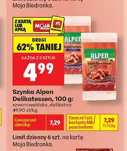 Biedronka Szynka delikatna Alpen Delikatessen oferta