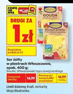 Biedronka Ser żółty Gouda w plastrach Włoszczowa oferta