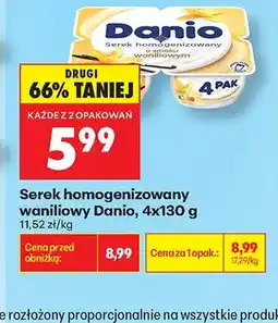Biedronka Serek homogenizowany waniliowy Danio 4-pak oferta