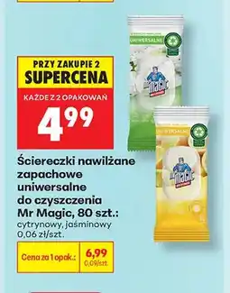 Biedronka Ściereczki nawilżane zapachowe uniwersalne do czyszczenia Mr Magic cytrynowy oferta