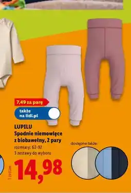 Lidl Spodnie niemowlęce Lupilu z biobawełny 2-pak oferta