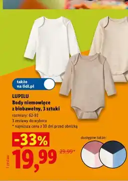 Lidl Body niemowlęce Lupilu z biobawełny 3-pak oferta