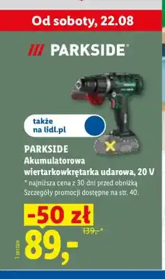 Lidl Akumulatorowa wiertarkowkrętarka udarowa Parkside oferta