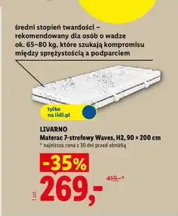 Lidl Materac 7-strefowy Waves Livarno H2 90x200 cm oferta
