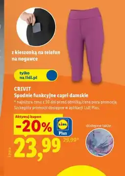 Lidl Spodnie funkcyjne capri damskie Crivit oferta