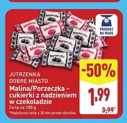 ALDI Cukierki z nadzieniem w czekoladzie Jutrzenka Dobre Miasto Malina oferta