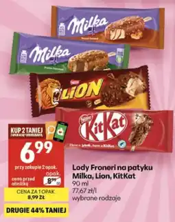 Delikatesy Centrum Lody Froneri na patyku Milka, Lion, KitKat oferta