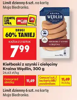 Biedronka Kiełbaski z szynki i ciełęciny Kraina Wędlin oferta