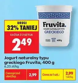Biedronka Jogurt naturalny typu greckiego Fruvita oferta