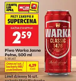 Biedronka Piwo Warka Jasne Pełne oferta
