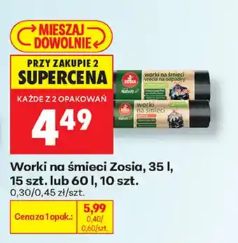 Biedronka Worki na śmieci Zosia oferta