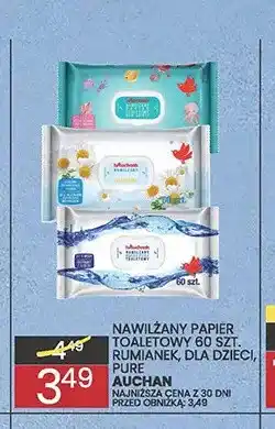 Wafelek Nawilżany papier toaletowy Auchan Rumianek oferta