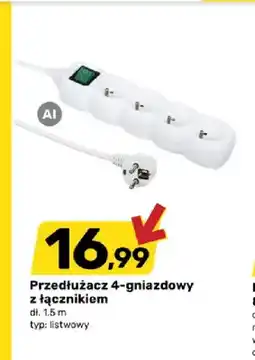 Bricomarche Przedłużacz 4-gniazdowy z łącznikiem 1,5 m oferta