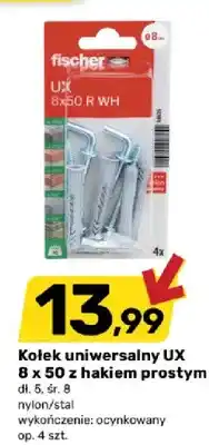 Bricomarche Kołek uniwersalny Ux 8x50 z hakiem prostym Fischer oferta