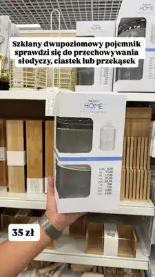 Pepco Szklany dwupoziomowy pojemnik Pepco Home oferta