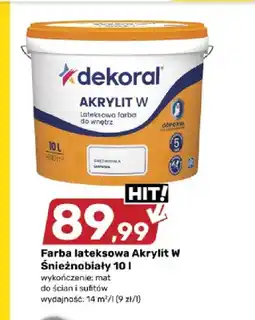 Bricomarche Farba lateksowa Dekoral Akrylit W Śnieżnobiały oferta