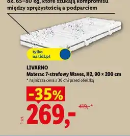 Lidl LIVARNO Materac 7-strefowy Waves, H2, 90 x 200 cm oferta
