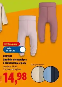Lidl LUPILU Spodnie niemowlęce z biobawełny, 2 pary oferta