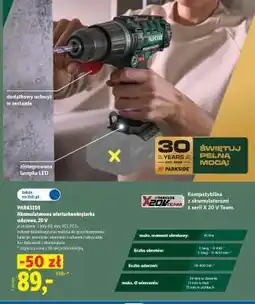 Lidl PARKSIDE Akumulatorowa wiertarko-wkrętarka udarowa, 20 V oferta