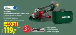 Lidl Parkside Akumulatorowa szlifierka kątowa 20 V oferta
