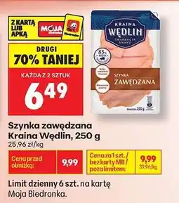 Biedronka Szynka zawędzana Kraina Wędlin 250 g oferta