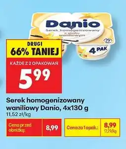 Biedronka Serek homogenizowany waniliowy Danio, 4x130 g oferta