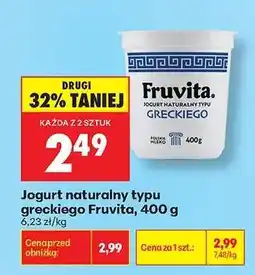 Biedronka Jogurt naturalny typu greckiego Fruvita, 400 g oferta