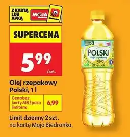 Biedronka Olej rzepakowy Polski, 1l oferta
