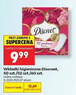 Biedronka Wkładki higieniczne Discreet, 50 szt./52 szt./60 szt oferta