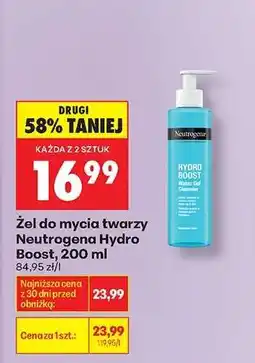 Biedronka żel do mycia twarzy Neutrogena Hydro Boost, 200 ml oferta