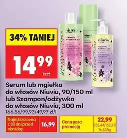 Biedronka Serum lub mgiełka do włosów Niuviu, 90/150 ml lub Szampon/odżywka do włosów Niuviu, 300 ml oferta