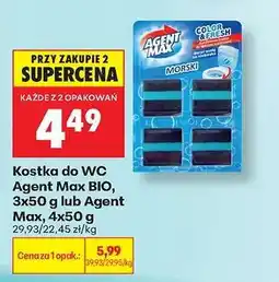 Biedronka Kostka do WC Agent Max BIO, 3x50 g lub Agent Max, 4x50 g oferta