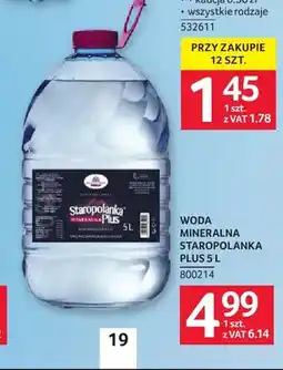Selgros Woda mineralna niegazowana Staropolanka Plus oferta
