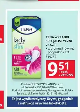 Selgros Wkładki specjalistyczne Tena Lady Slim Ultra Mini oferta