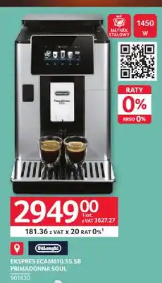 Selgros Ekspres do kawy DeLonghi ECAM610,55.SB Primadonna Soul oferta