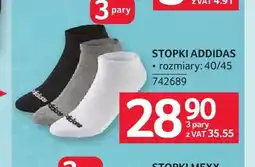 Selgros Skarpetki stopki Addidas 3-pak oferta
